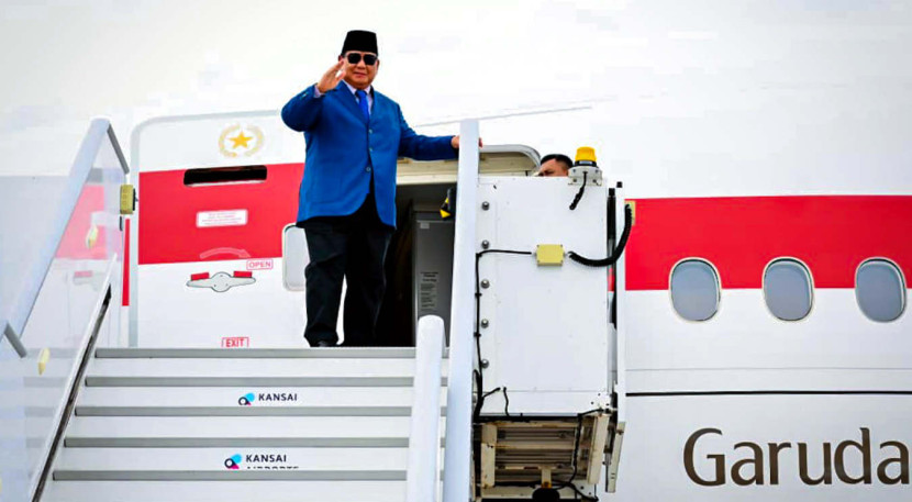 Presiden Republik Indonesia, Prabowo Subianto, bertolak dari Osaka, Jepang menuju New York, Amerika Serikat, pada Sabtu, 20 September 2025. (Foto: BPMI Setpres/Dok RUZKA INDONESIA)