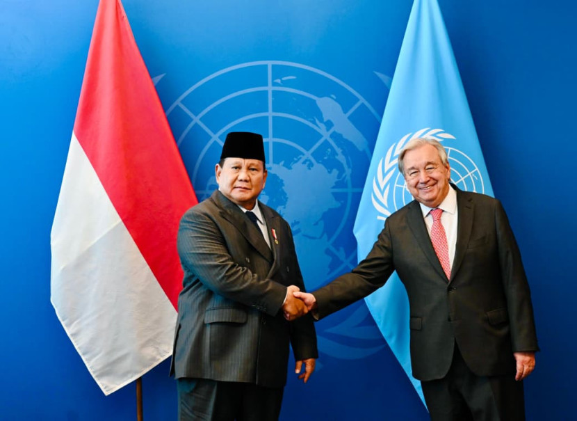Presiden RI Jenderal (Purn) Prabowo Subianto melakukan pertemuan bilateral dengan Sekretaris Jenderal Perserikatan Bangsa-Bangsa (Sekjen PBB), Antonio Guterres di lantai 27 Gedung Sekretariat PBB, New York, Amerika Serikat, pada Senin (22/9/2025). (FOTO: BPMI Setpres)