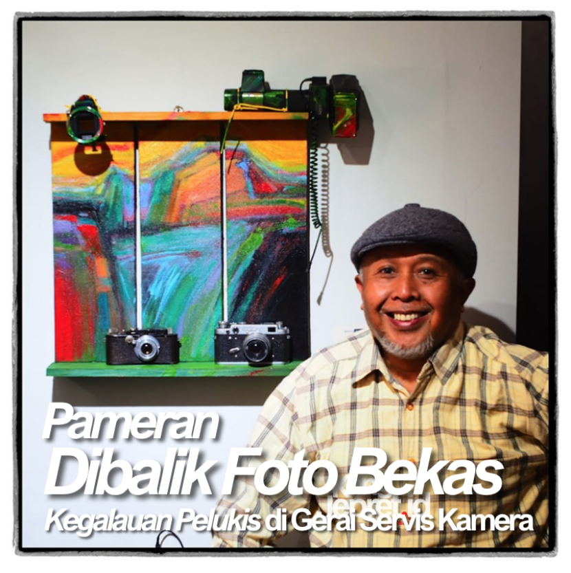Andi 'Omes' Sopiandi berfoto bersama karyanya 