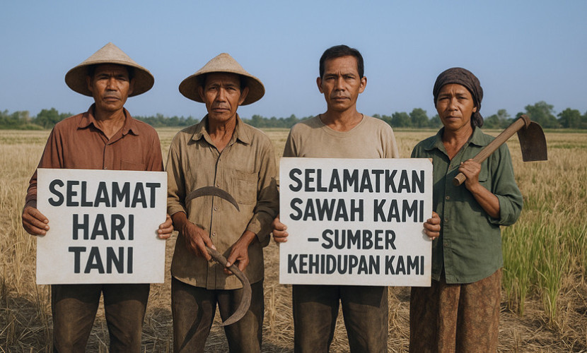 Ilustrasi Memperingati Hari Tani. (FOTO: Aplikasi Imitasi)
