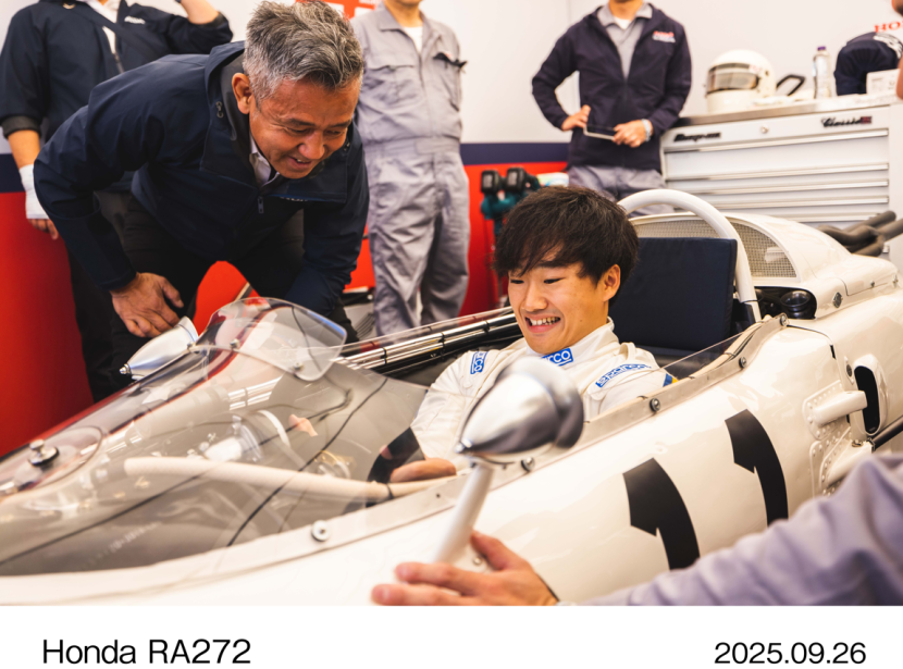 Yuki Tsunoda Mencoba Masuk Kokpit Honda RA272 (Doc. Honda Global).