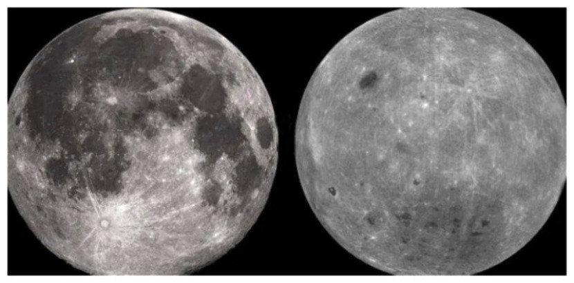Sisi dekat (kiri) dan sisi jauh Bulan dari misi Clementine NASA/NASA