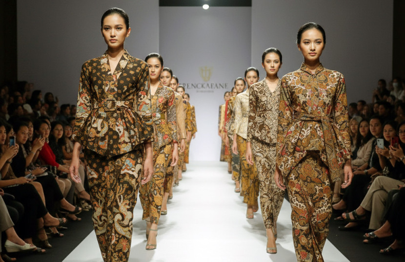 Ilustrasi Peragaan pakaian Batik. (FOTO: Akal Imitasi)