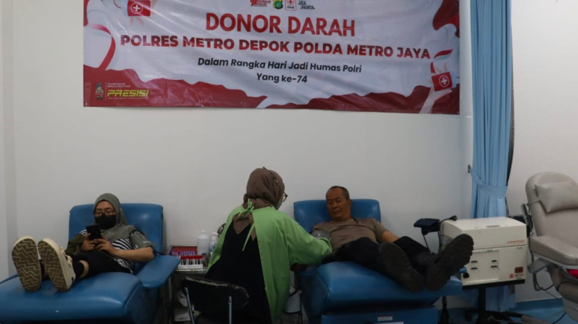 Gait donor darah Humas Polres Metro Depok. (Foto: Dok Humas Polres Metro Depok)