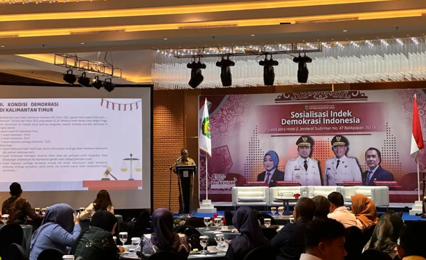 Pemaparan kondisi Indeks Demokrasi di Kaltim. (Adpimprov)
