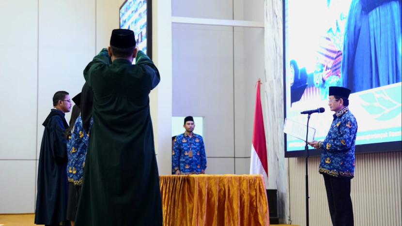 Menteri Agama Nasaruddin Umar melantik PPPK Tahap II Non-Optimalisasi di Jakarta, Kamis (23/10/2025). Foto: Laman resmi Kemenag