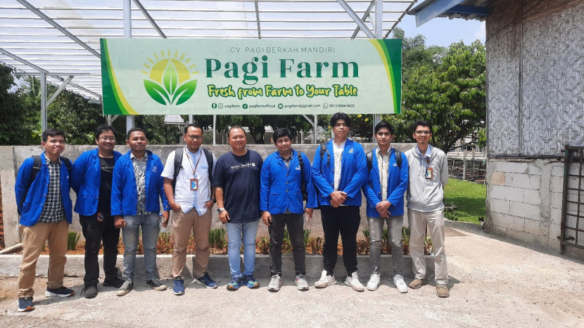 UPER melalui Program Studi Teknik Elektro dan Manajemen mengembangkan konsep urban farming berkelanjutan berbasis energi surya dalam kegiatan Pengabdian kepada Masyarakat (PkM) di Pagifarm, salah satu komunitas pertanian kota di Bogor yang fokus pada produksi sayuran hidroponik. (Foto: Dok Humas UPER)