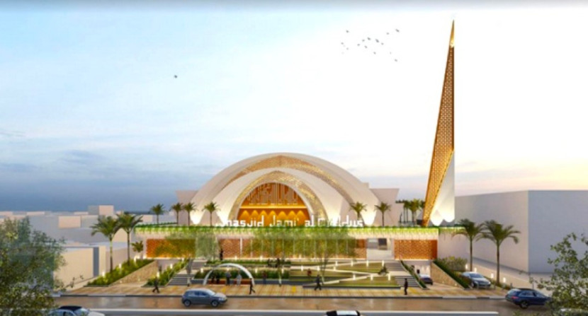 Megahnya disain Masjid Al Quds Margonda Depok yang anggaran pembangunannya dibatalkan Wali Kota Depok, Supian Suri. (Foto: Dok RUZKA INDONESIA) 