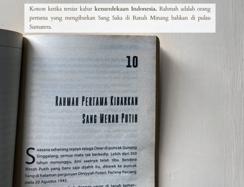 Halaman dari novel biografi "Perempuan yang Mendahului Zaman". (FOTO: IG @jasmi-khairul)