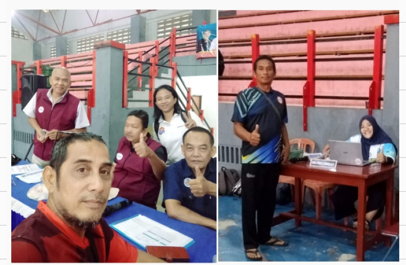 sejumlah panitia , pagi;pagi sudah stabdby di arena pertandingan 