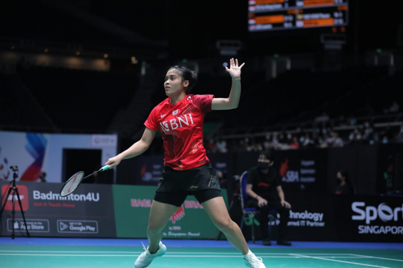 Pemain tunggal putri Indonesia, Gregoria Mariska Tunjung mengalahkan pemain muda Cina, Zhang Yi Man di babak kedua Singapore Open 2022.