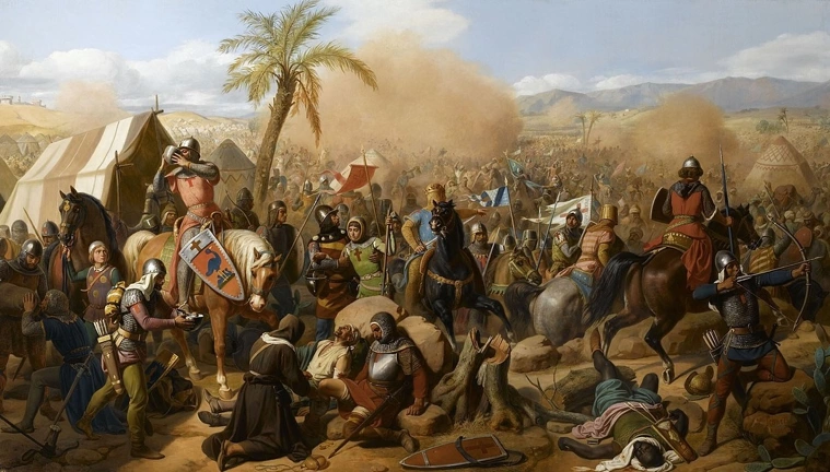 Penggambaran pertempuran Ascalon tahun 1099 pada abad ke-19, kemenangan besar pasukan Kristen dalam Perang Salib Pertama. (foto: Wikimedia)