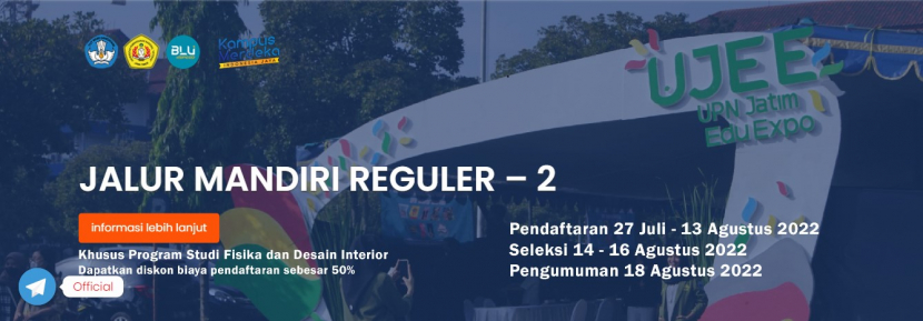 Jalur Mandiri Reguler 2 UPN Jatim dibuka 27 Juli hingga 13 Agustus 2022. Foto : upn jatim