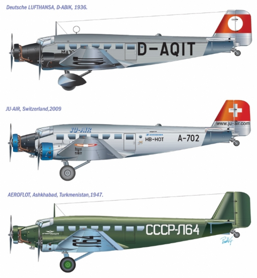 Berbagai tipe 'The Junker Ju 52.