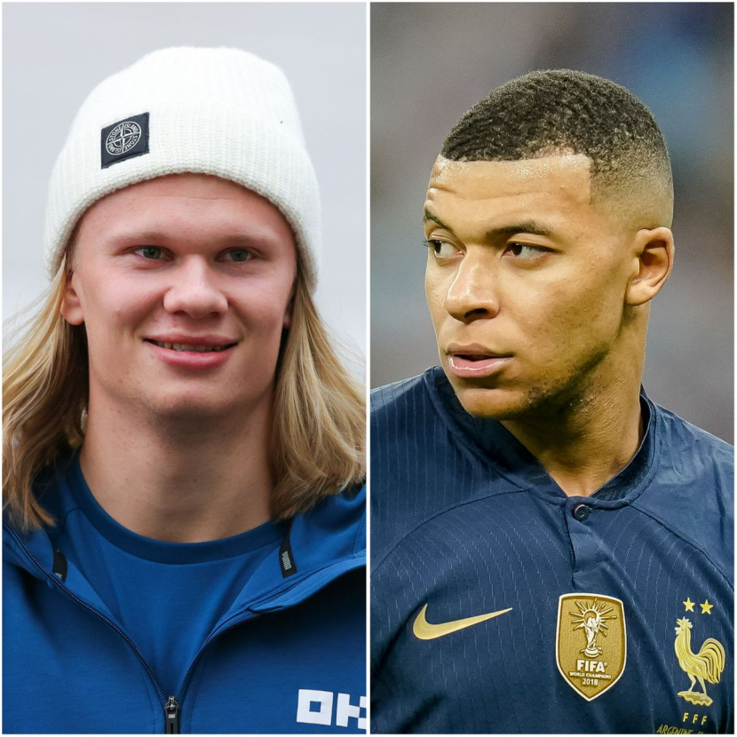 Erling Haaland (kiri), Kylian Mbappe (kanan). Foto: Manchester Evening News