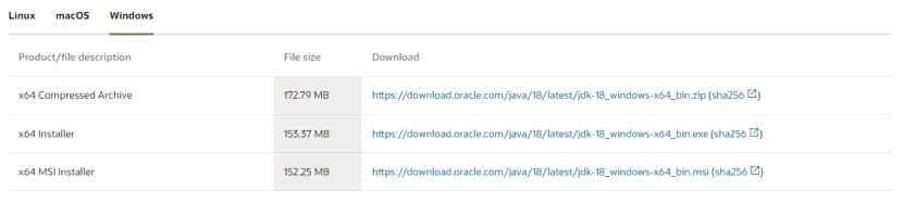 Website Oracle. Java SE Development Kit 18.0.2 downloads. Foto: Tangkapan layar/oracle