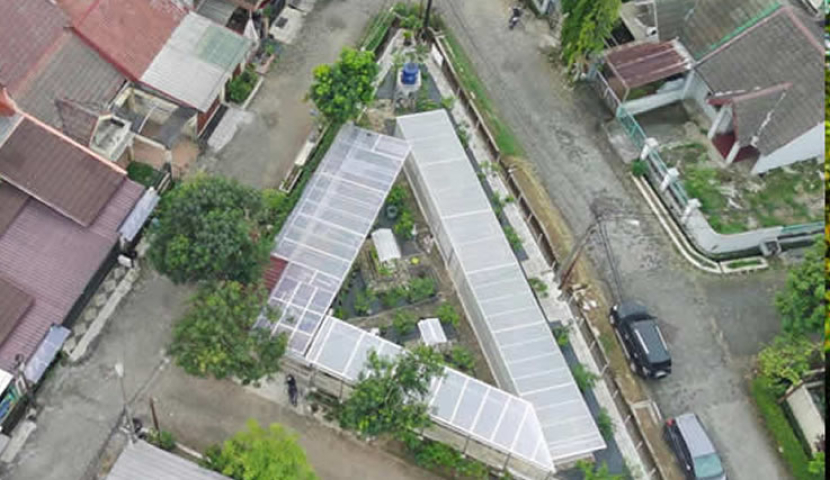 Lahan fasilitas umum (fasum) di tengah komplek perumahan di tengah kota Depok Jawa Barat dijadikan lahan untuk urban farming yang dikelola oleh kelompok tani.