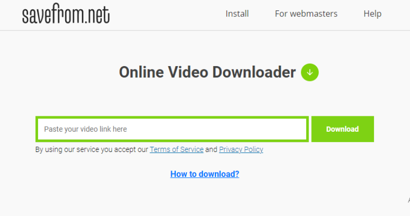 Tampilan website SaveFrom Net. Untuk mengunduh video, yang dibutuhkan hanyalah sebuah link video. Foto: Tangkapan layar