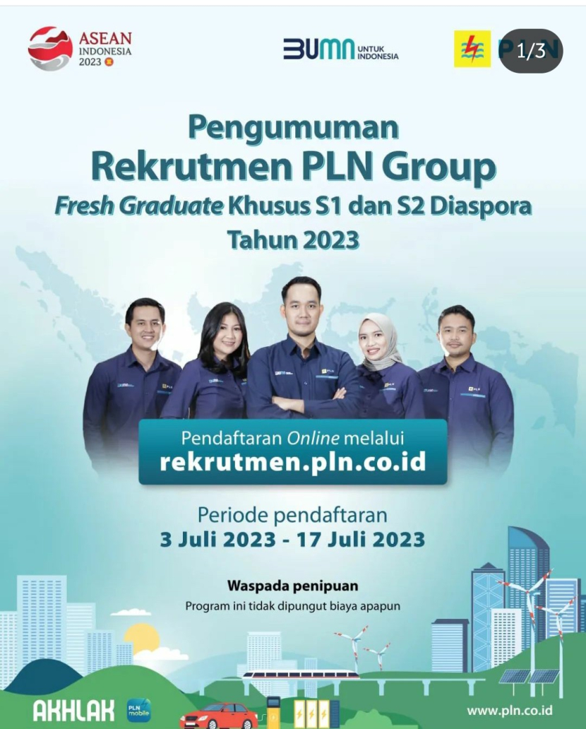 Pengumuman rekrutmen PLN Grup. Foto: @kementerianbumn