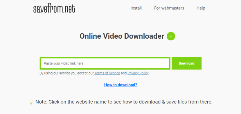 Tampilah depan halaman Savefrom.net. Platform Savefrom.net mampu mengunduh video dari TikTok dan Youtube dengan cepat dan mudah. Foto: tangkapan layar