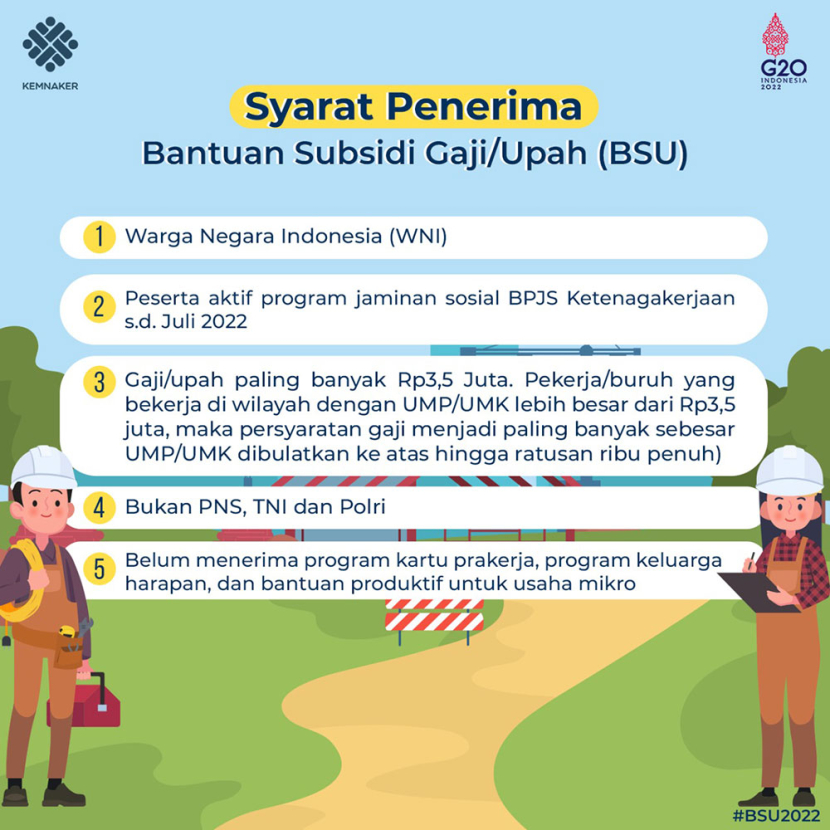 Syarat penerima BSU 2022. 