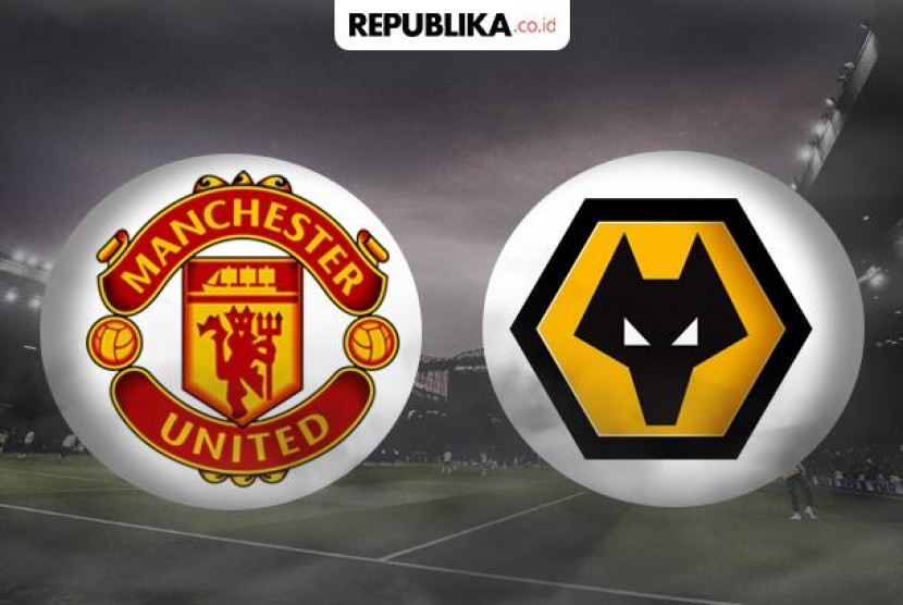 Logo Manchester United (kiri), Wolverhampton Wanderers (kanan)