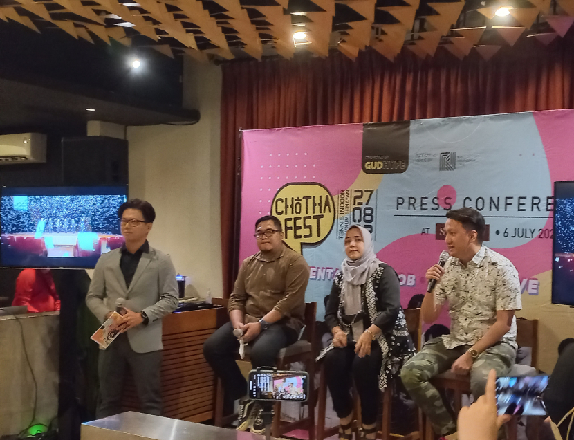 Gudhype selaku promotor Chothafest 2022 menggelar konferensi pers di Jakarta, Rabu (6/7). | Iit Septyaningsih