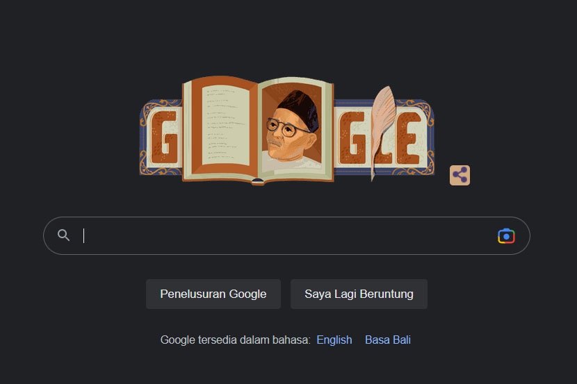 Gambar Pahlawan Nasional Raja Ali Haji menjadi Doodle hari ini di laman Google.