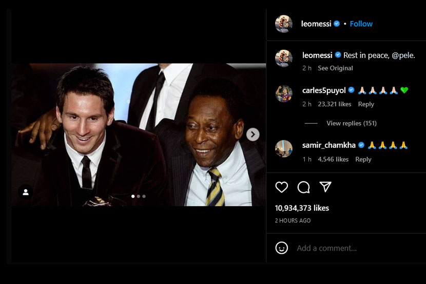 Lionel Messi ungkapkan belasungkawa atas meninggalnya Pele. 