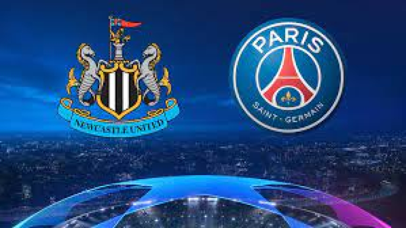 Logo Newcastle United (kiri), Paris Saint Germain (kanan). Foto: Sky.com