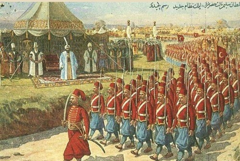 Pasukan khusus Ottoman Janissari tengah melakukan parade