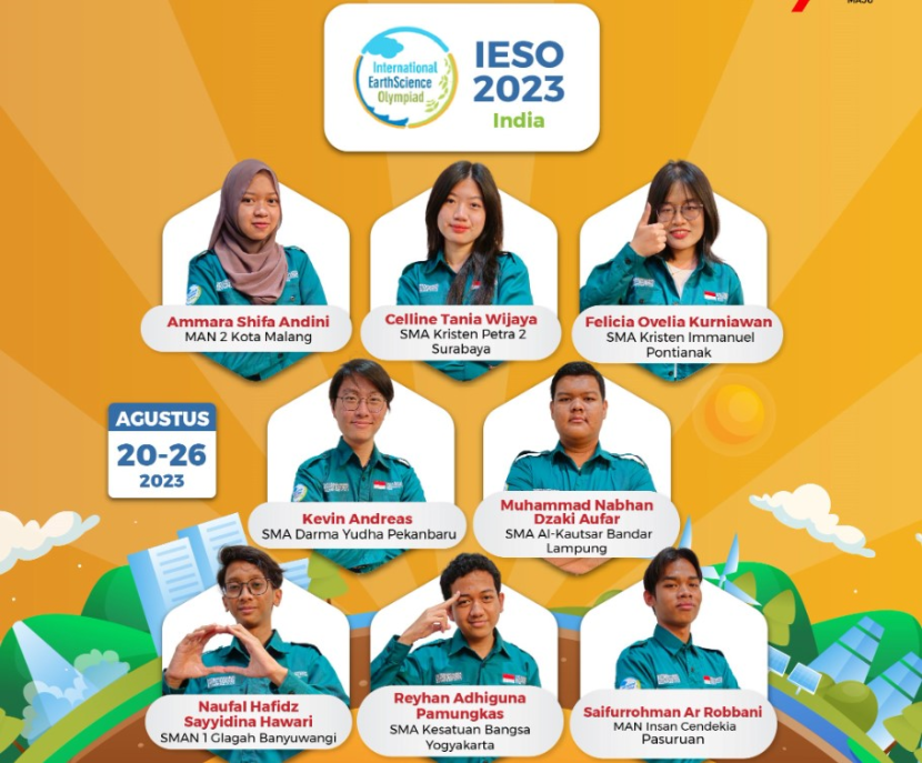 Delapan siswa yang akan mewakili Indonesia pada International Earth Science Olympiad (IESO) ke-16 tahun 2023. Foto : puspresnas  