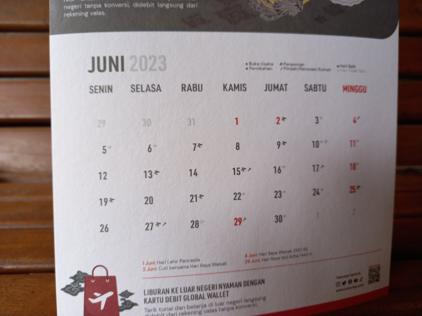 Kalender Bulan Juni 2023.