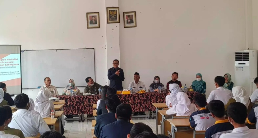 Wakil Wali Kota Depok, Imam Budi Hartono saat menghadiri Kampanye Wawasan Kebangsaan di SMKN 3 Depok, Selasa (11/10/2022). (Foto: Dok Diskominfo).