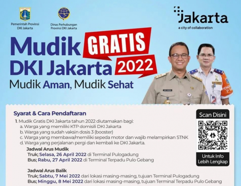 Mudik gratis DKI Jakarta 2022, mudik aman, mudik sehat. Foto: Tangkapan Layar