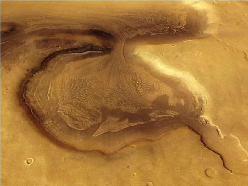 Bukti geologis di Mars yang menunjukkan keberadaan air cair di masa lalu. Kredit: NASA