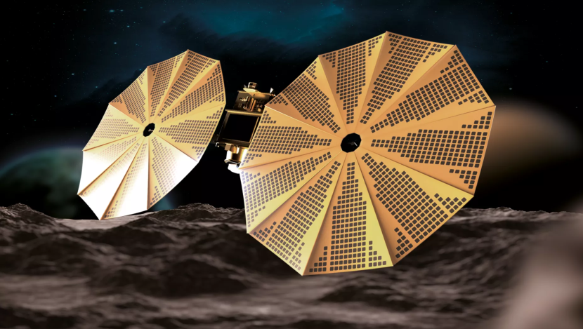 Ilustrasi pesawat ruang angkasa yang akan mempelajari asteroid, MBR Explorer dari Uni Emirat Arab. Gambar: Badan Antariksa UEA