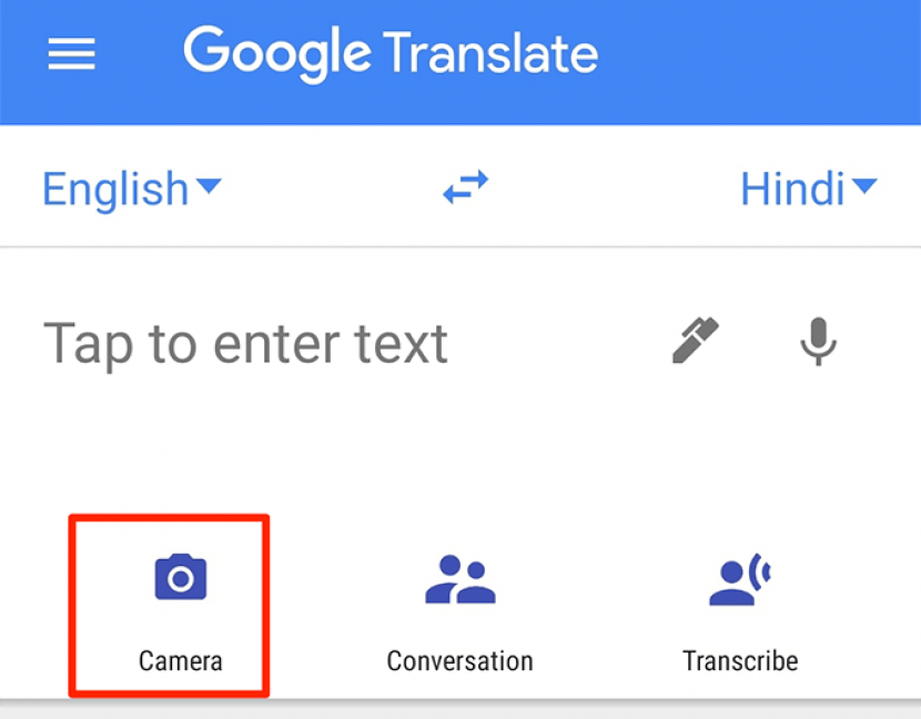 Terjemahan menggunakan kamera di Google Translate