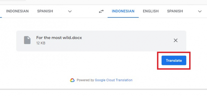 Google Translate. Menerjemahkan file berbahasa Inggris. Foto: Tangkapan layar