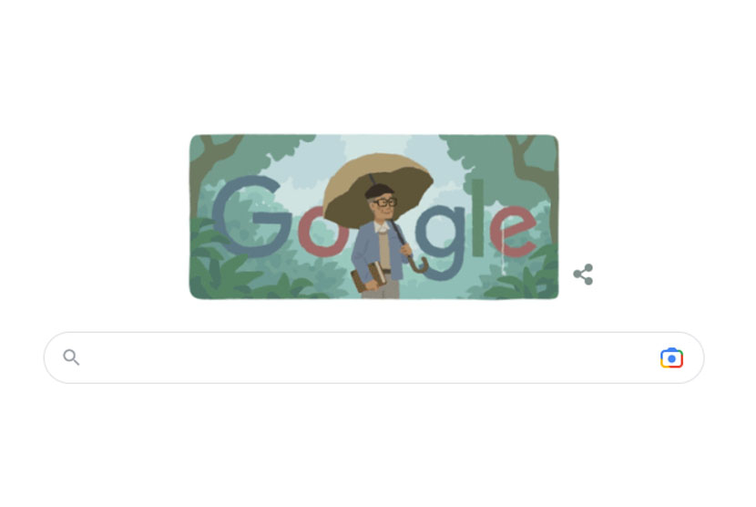 Sosok penyair legendaris Sapardi Djoko Damono di beranda Google. 
