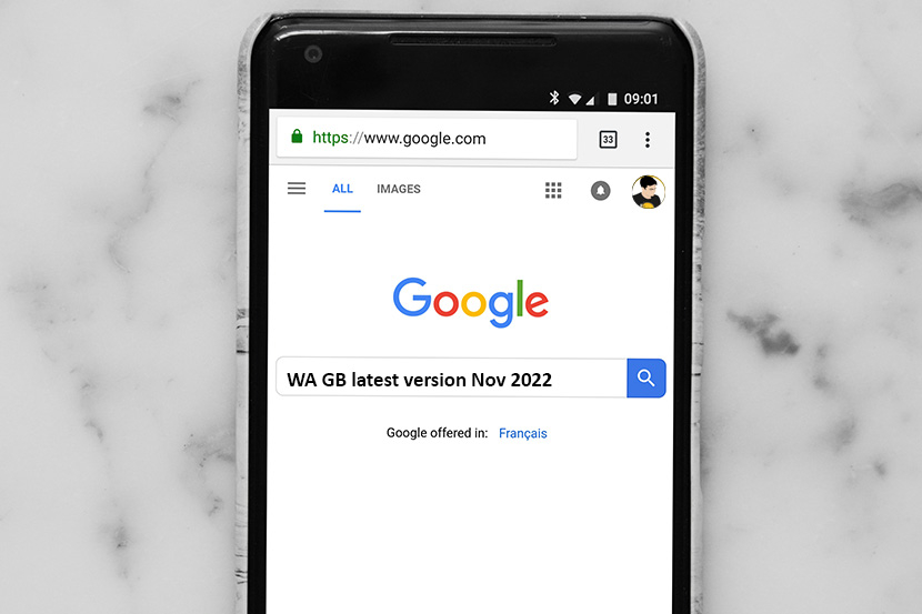 Pencarian WA GB versi terbaru November 2022 di Google.