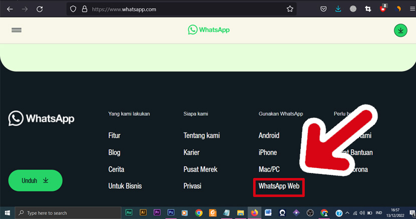 Cara akses Whatsapp Web di situs terbaru 2022. 