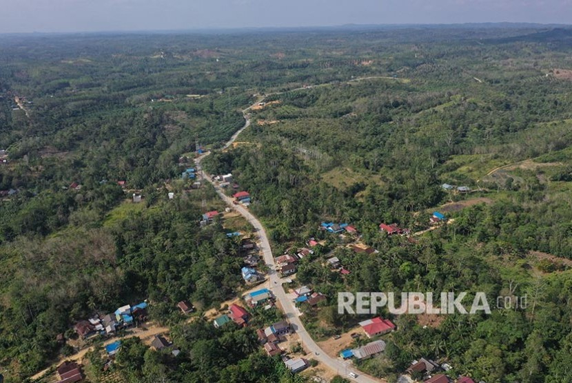 Foto aerial lokasi ibu kota negara Nusantara. 