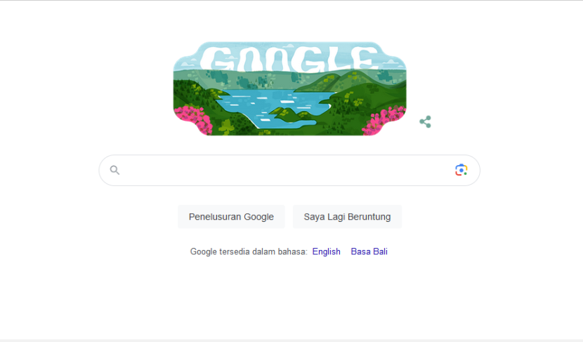 Google Doodle. Danau Toba menjadi Google Doodle hari ini, Kamis (31/8/2023). Foto: Tangkapan Layar.