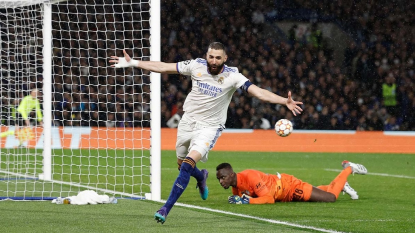 Karim Benzema mencetak hattrick saat membawa Real Madrid mengalahkan Chelsea 3-1 di laga Liga Champions (Twitter/@realmadriden)