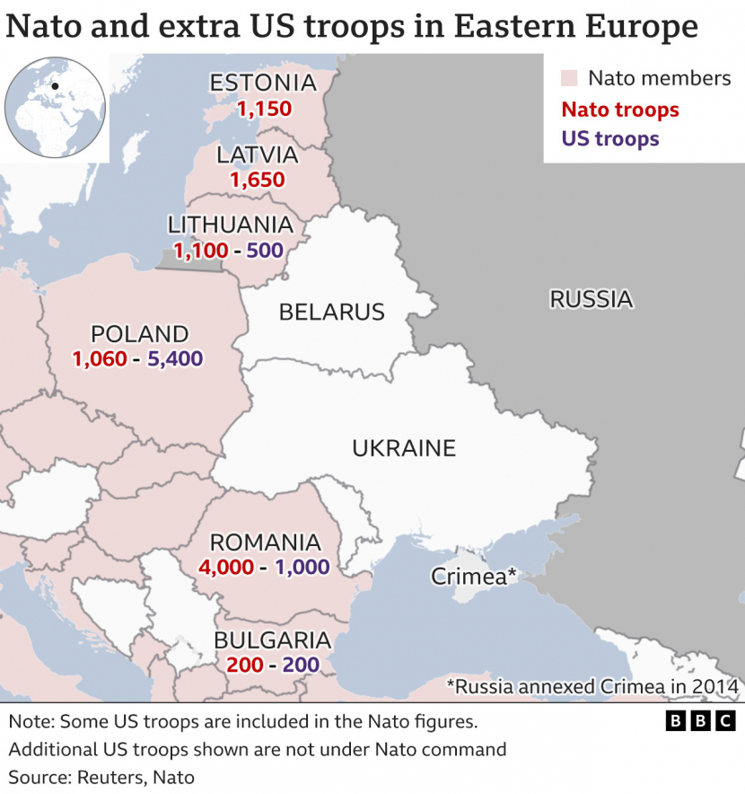 Komposisi sebaran pasukan Nato yang mengelilingi di sekitar Ukrainan, Crimea, Belarus.