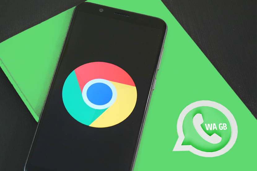 Logo GBWhatsapp terbaru 2022 dan Google Chrome.