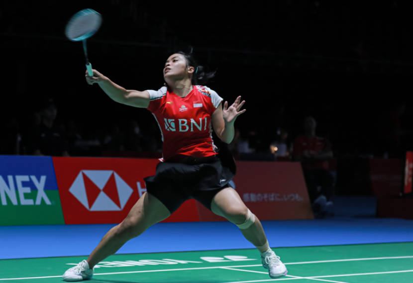 Pemain tunggal putri Gregoria Mariska Tunjung mengalahkan pemain peringkat 1 dunia Akane Yamaguchi di perempat final Japan Open 2023.