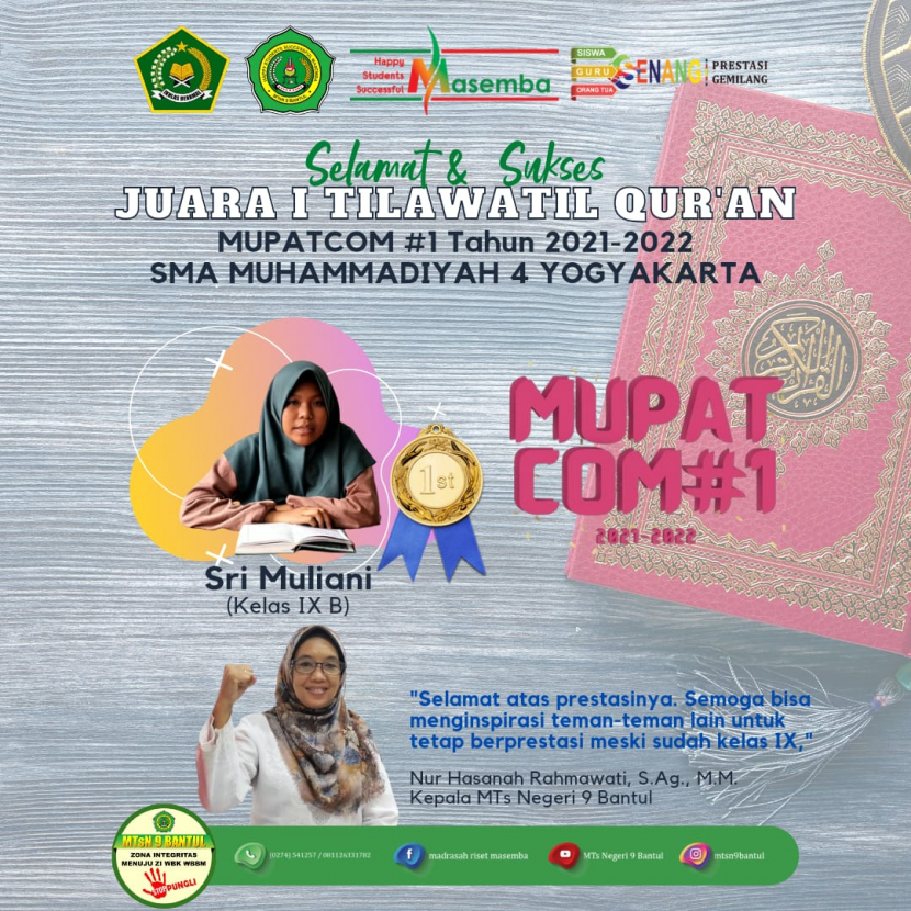 Siswa MTsN 9 Bantul Sabet Emas Di Awal Tahun 2022