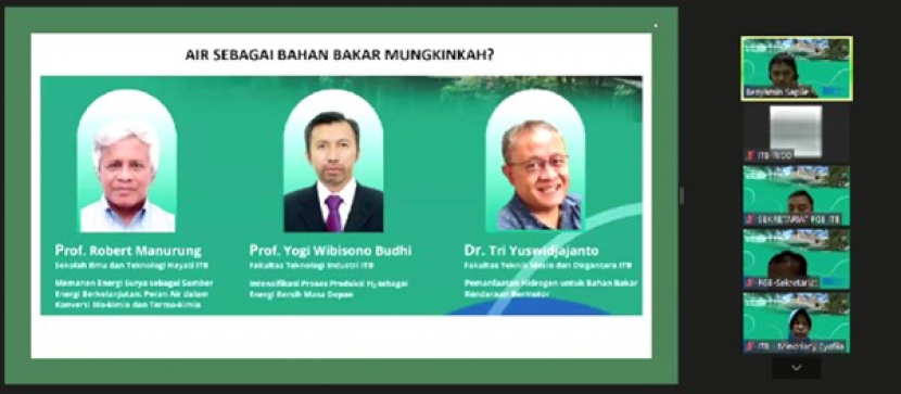 Institut Teknologi Bandung (ITB) menggelar diskusi Forum Guru Besar ITB bertema “Potensi Air sebagai Bahan Bakar” secara daring pekan lalu. Foto : itb.ac.id